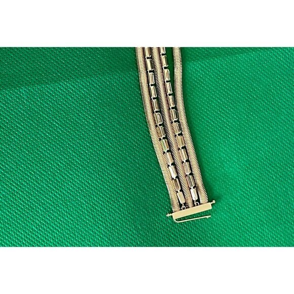 Anne Klein Gold-Tone Baguette Bead & Snake Chain Multi-Row Bracelet - Picture 4 of 5